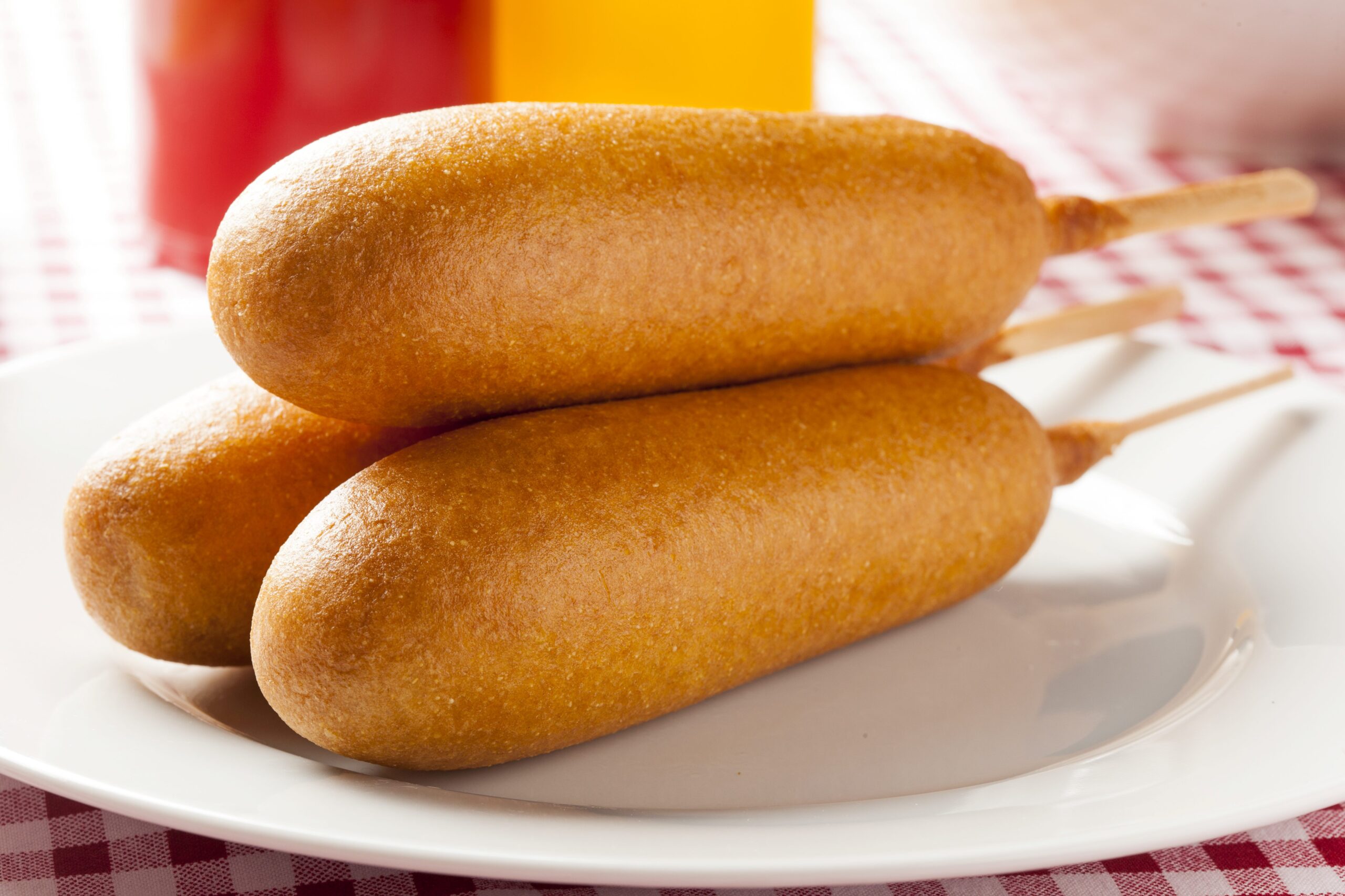 corndogs on a slate board