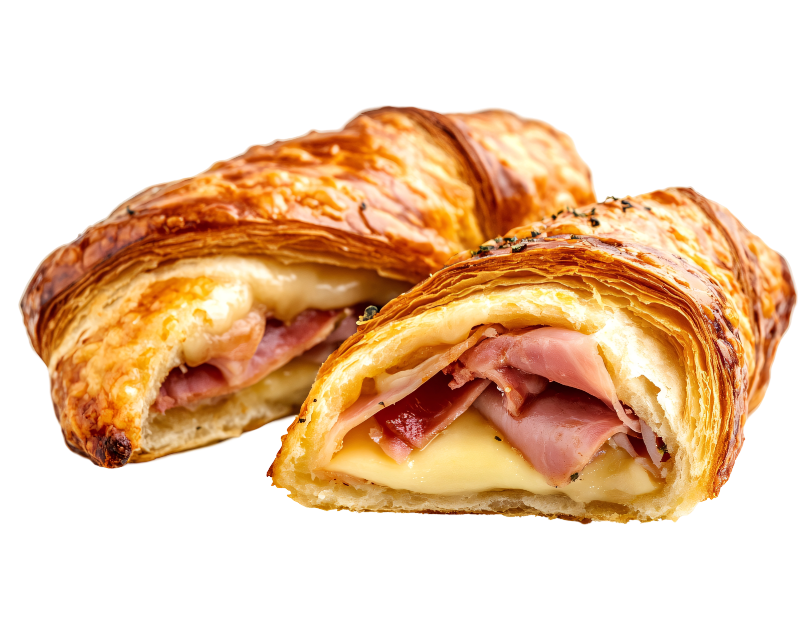ham and cheese croissants cool on trays